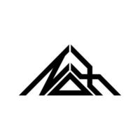design criativo do logotipo da carta nox com gráfico vetorial, logotipo simples e moderno nox em forma de triângulo. vetor