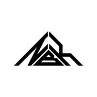 design criativo do logotipo da letra nbk com gráfico vetorial, logotipo simples e moderno nbk em forma de triângulo. vetor