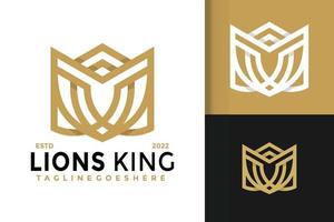 design de logotipo elegante do rei leão, vetor de logotipos de identidade de marca, logotipo moderno, modelo de ilustração vetorial de designs de logotipo