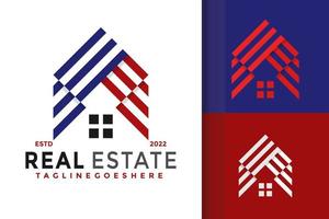 design de logotipo imobiliário de bandeira americana, vetor de logotipos de identidade de marca, logotipo moderno, modelo de ilustração vetorial de designs de logotipo