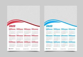 2023 design de calendário de parede de 1 página vetor