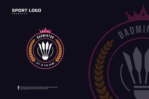 logotipo do clube de badminton, modelo de emblemas de torneio de badminton. design de vetor de distintivo de equipe esportiva
