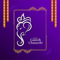 lindo cartão decorativo do festival violeta ganesh chaturthi vetor