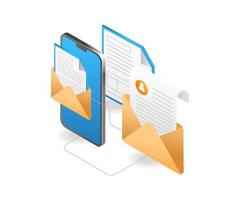 transferência de dados de e-mail do smartphone vetor