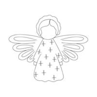 ilustração desenhada à mão de contorno simples de anjo de natal, elemento de decoração de celebração de férias de inverno vetor