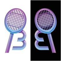 vetor logotipo ilustração letra b badminton gradiente colorido estilo