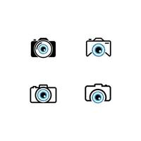 câmera com conjunto de ícones de pictograma de olho azul vetor