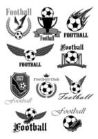 conjunto de símbolos isolados de futebol ou futebol esporte clube vetor