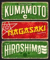 Nagasaki, Kumamoto, Hiroshima Japão City Plate vetor
