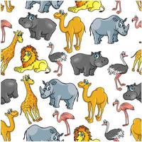 selva africana e padrão de desenho animado de animais de safári vetor