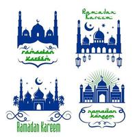 ícones de mesquita vetorial para saudações de ramadan kareem vetor