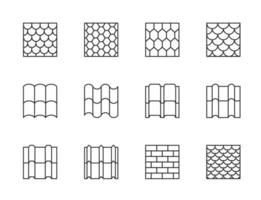 ícones de telha de telhado, folhas de sobreposição de vetor isoladas