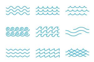 delinear ícones de ondas de surf do mar ou oceano, padrão de maré vetor