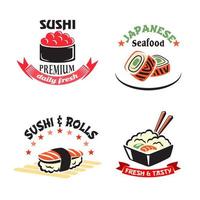 ícones vetoriais definidos para sushi ou restaurante de frutos do mar vetor
