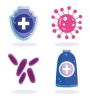 infecção viral e conjunto de ícones de saúde
