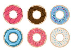 um conjunto de seis donuts vetor