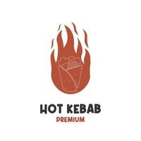 logotipo de ilustração de kebab de fogo quente e picante vetor