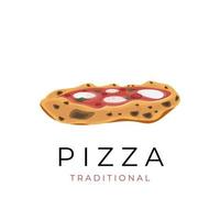 delicioso logotipo de ilustração vetorial de pizza tradicional vetor