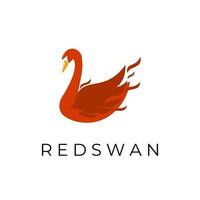 logotipo de ilustração de cisne vermelho de fogo flamejante vetor