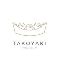 logotipo de ilustração vetorial de arte de linha elegante comida japonesa takoyaki vetor