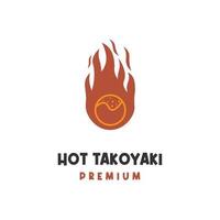 logotipo de ilustração de takoyaki de fogo quente e picante vetor