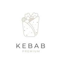logotipo de ilustração de arte de linha de kebab simples e elegante vetor
