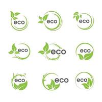 coleção de ícone de folha verde circular eco vetor
