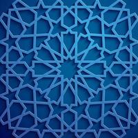 vetor de ornamento islâmico, motivo persa. Elementos de padrão redondo islâmico 3D do Ramadã. vetor geométrico circular símbolo árabe ornamental. fundo azul