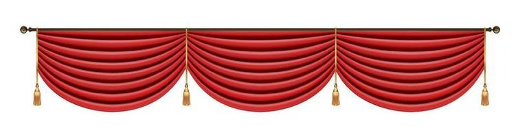conjunto de cortinas vermelhas para palco de teatro. ilustração vetorial de malha. vetor