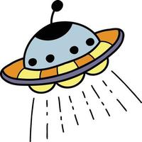 ilustração de ufo bonito desenhada de mão vetor