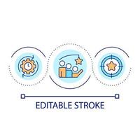 motivar os funcionários para alcançar o ícone do conceito de loop de metas. trabalho em equipe eficaz. ilustração de linha fina de idéia abstrata de desenvolvimento de negócios. desenho de contorno isolado. traço editável. vetor