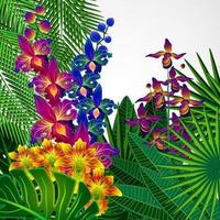 flores e folhas tropicais. fundo de design floral. vetor