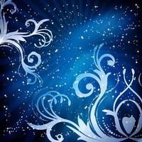 padrão floral abstrato sobre um fundo azul, feito de raios transparentes, estrelas, bokeh. cartão de design de flores de fantasia mágica. ilustração vetorial. vetor