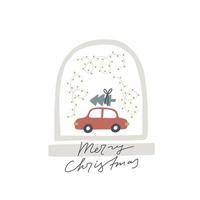 Feliz Natal. cartão de Natal. ilustração desenhada à mão em estilo cartoon. conceito bonito para o natal. ilustração para o cartão postal de design, têxteis, vestuário, decoração vetor