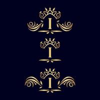 letra de logotipo ornamentado de luxo real i vetor