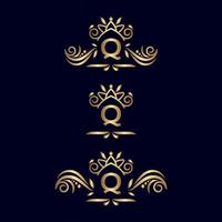 letra de logotipo ornamentado de luxo real q vetor