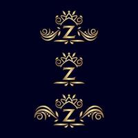 logotipo ornamentado de luxo real letra z vetor