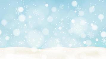 lindo fundo de natal com bokeh e design de floco de neve vetor