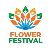 modelo de logotipo do festival de flores em estilo de design plano vetor