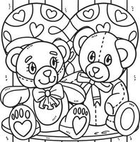dois ursinhos apaixonados para colorir dia dos namorados vetor