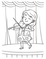 página de colorir violinista para crianças vetor