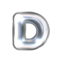 símbolo de alfabeto inflado de folha perl de prata, letra isolada d vetor