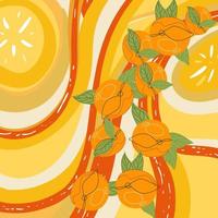 fundo de laranjas. design de banner de estilo dinâmico do conceito de frutas. vetor