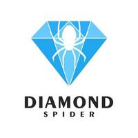 logotipo de gema de diamante simples na aranha, ícone, símbolo, modelo vetor