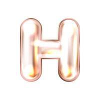 perl símbolo de alfabeto inflado folha rosa, letra isolada h vetor