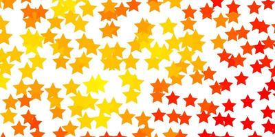 layout de vetor vermelho e amarelo claro com estrelas brilhantes.