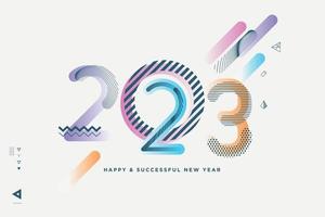 feliz ano novo 2023 design de cartão moderno. ilustração vetorial para plano de fundo, cartão de felicitações, cartão de convite de festa, banner do site, banner de mídia social, material de marketing. vetor