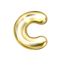 símbolo de alfabeto inflado de folha dourada, letra isolada c vetor