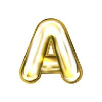 símbolo de alfabeto inflado de folha dourada, letra isolada a vetor