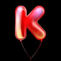 balão metálico vermelho, símbolo do alfabeto inflado k vetor